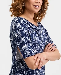 Jm Collection Women's Printed Cowl-Neck Knit Top