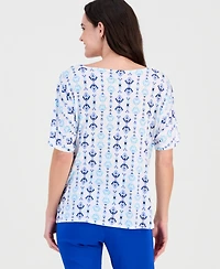 Jm Collection Women's Printed Cowl-Neck Knit Top, Macy's Exclusive