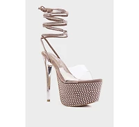 Sugar Mom Strappy Diamante Platform High Heels