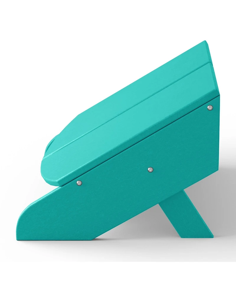 Outdoor Hdpe Modern Adirondack Chair with Folding Patio Ottoman and Cup Holder