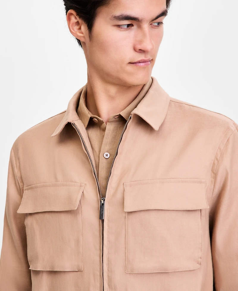 Alfani Men's Long-Sleeve Linen- Blend Tech Shirt Jacket, Macy's Exclusive