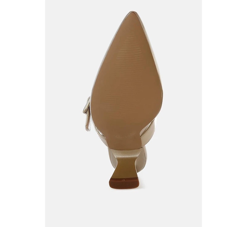 Bismi Large Buckle Kitten Heel Mules