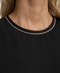 Calvin Klein Women's Mixed Media Novelty Trim Top