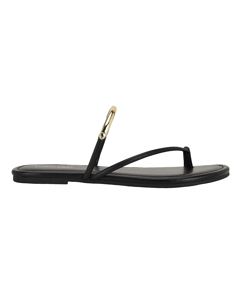 Calvin Klein Women's Bienna Strappy Ornamented Flat Slip-On Sandals