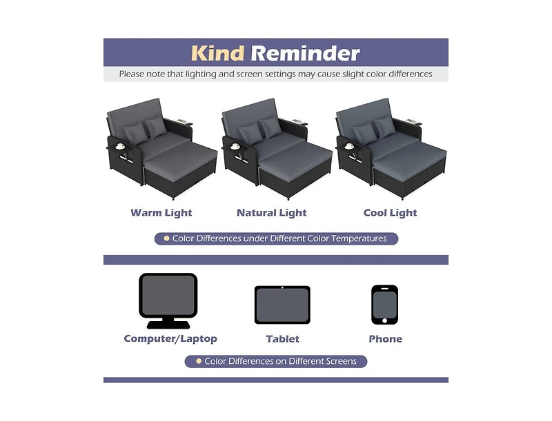 Slickblue Outdoor Wicker Daybed with Adjustable Backrest and Storage Ottoman