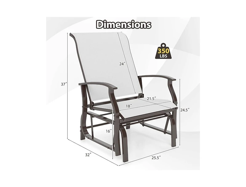 Slickblue Patio Glider Chair Set of 2 with Ergonomic Seat and Back