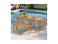 Slickblue Outdoor 3-Piece Dining Set with Acacia Wood Table & Benches