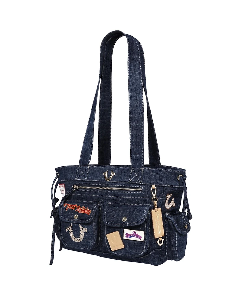 True Religion Multi-Patch Denim Tote