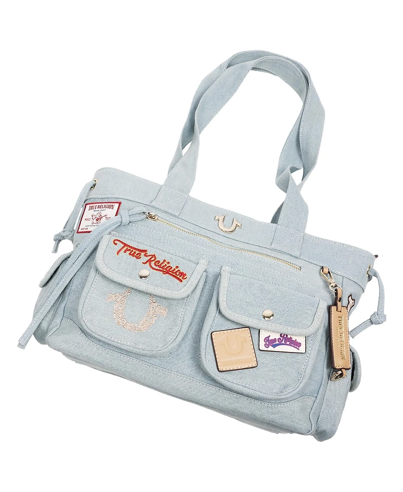 True Religion Multi-Patch Denim Tote