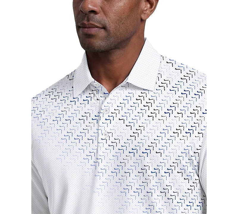 Pga Tour Men's Asymmetrical Print Golf Polo Shirt