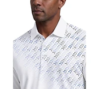 Pga Tour Men's Asymmetrical Print Golf Polo Shirt