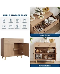 gaomon Buffet Cabinet Sideboard with 2 Drawer & 4 Doors, Accent Cabinet with Storage, Console Coffee Bar Table