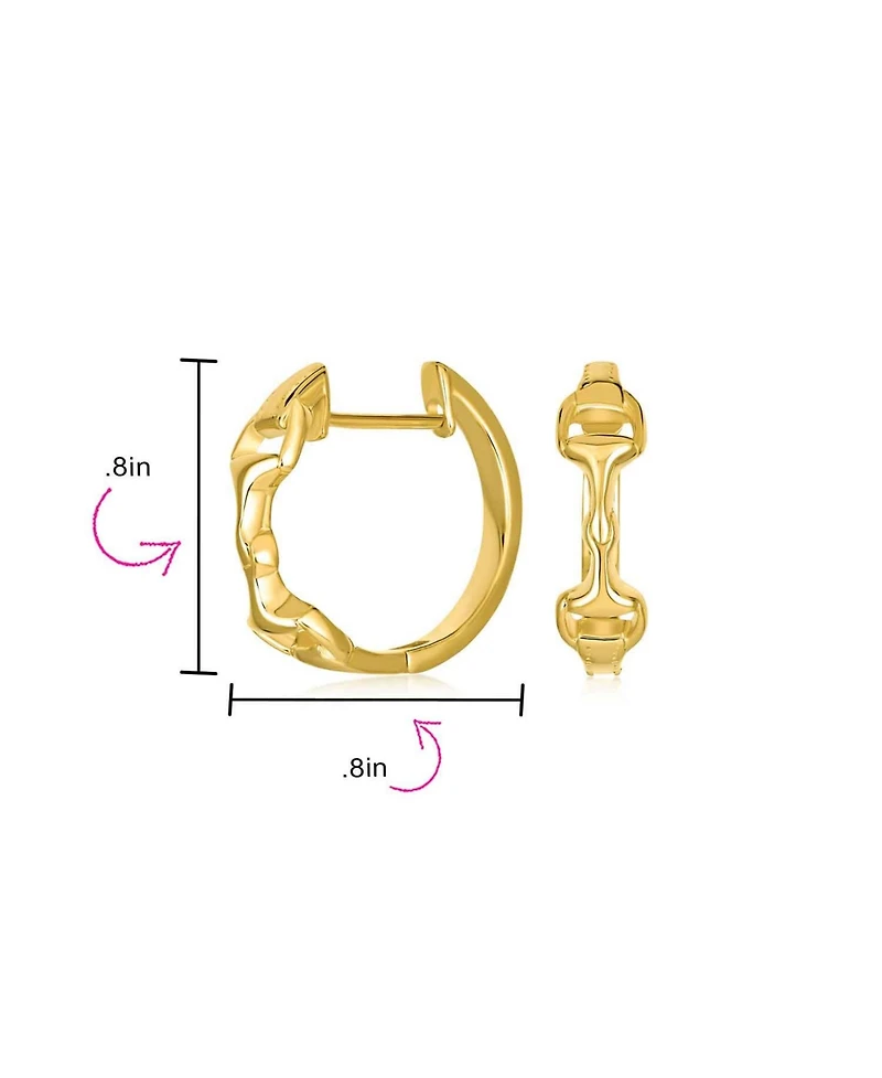 Bling Jewelry Western Equestrian Horse Bit Hoop Earrings Rose Gold Plated .925 Sterling Silver