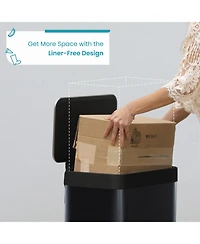 Home Zone Living 13 Gallon Kitchen Trash Can with Soft Close Lid, Liner-Free Stainless Steel Body