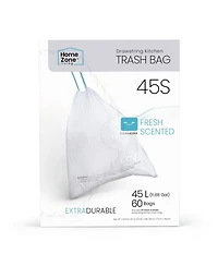 Home Zone Living Code 45S Drawstring Kitchen Trash Bags Custom Fit for 12 Gallon Bins, 60-Count