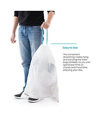 Home Zone Living Code 30R Drawstring Kitchen Trash Bags Custom Fit for 8 Gallon Recycling Bins, 30-Count