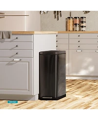 Home Zone Living 12 Gallon Slim Kitchen Trash Can with Soft Close Lid, Removable Liner, and Bag Tuck Band, Matte Black