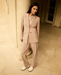 Anne Klein Womens Two Button Blazer Asymmetric Pleated Top Pants