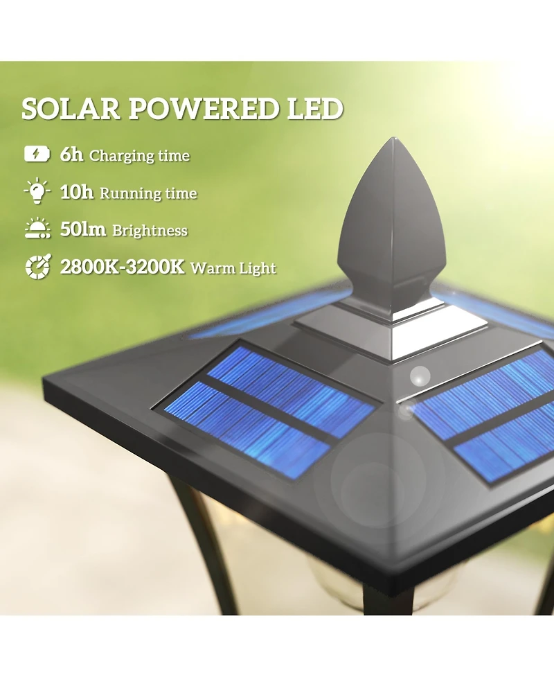 Outsunny 63" Solar Lamp Post Lights 2 Pack, Solar Light Posts,