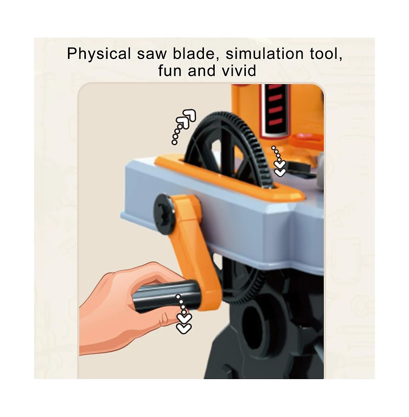 Bruce & Shark 48-Piece Kids Tool Set with Workbench & Helmet – Engineer Pretend Play Construction Toys