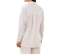 Tribal Women's Flowy Slub Woven Popover Tunic Top