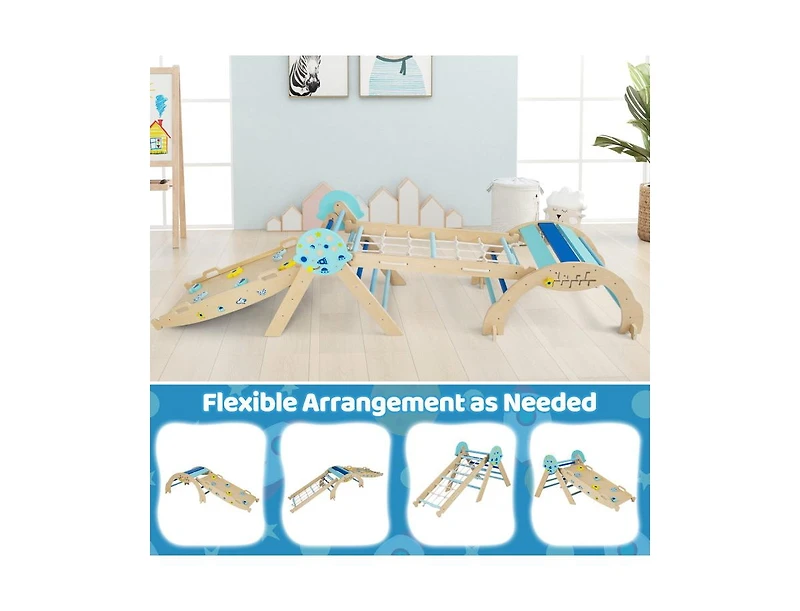 Slickblue 8-in-1 Kids Climbing Triangle Gym Unicorn Theme Foldable