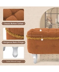 Rainsken Upholstered Storage Fringe Bench Ottoman Furniture