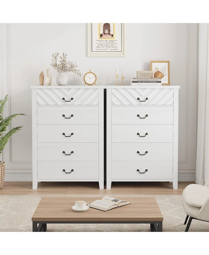 gaomon Farmhouse 5 Dresser for Bedroom, 45.2 in Tall Dresser, Vertical Drawer with Storage Freestanding