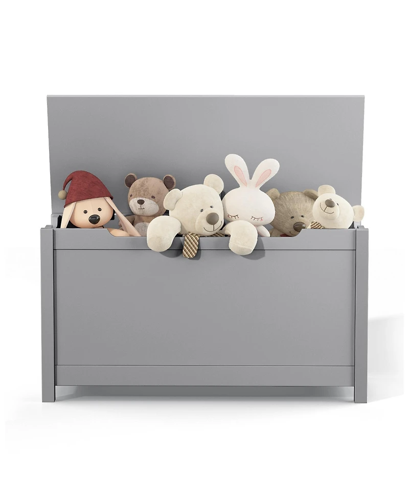 Rainsken Kids Toy Chest, Wooden Toy Box Storage Organizer, Bench with Safety Hinged Lid for Playroom, Nursery