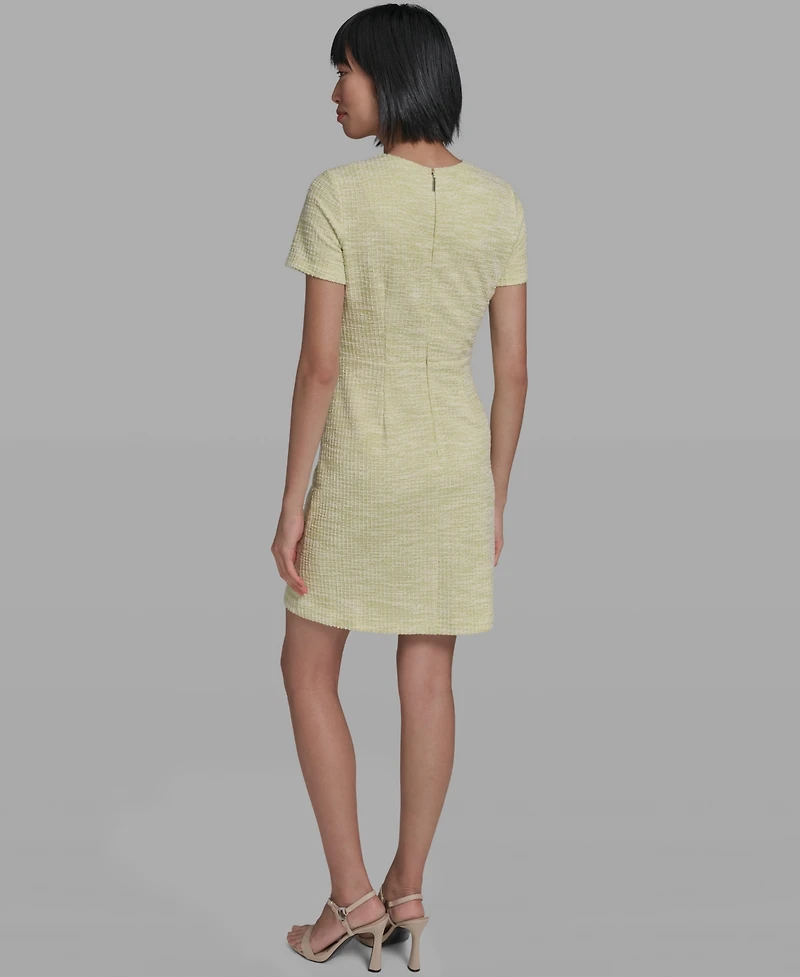 Karl Lagerfeld Paris Women's Tweed Crewneck Short-Sleeve Sheath Dress