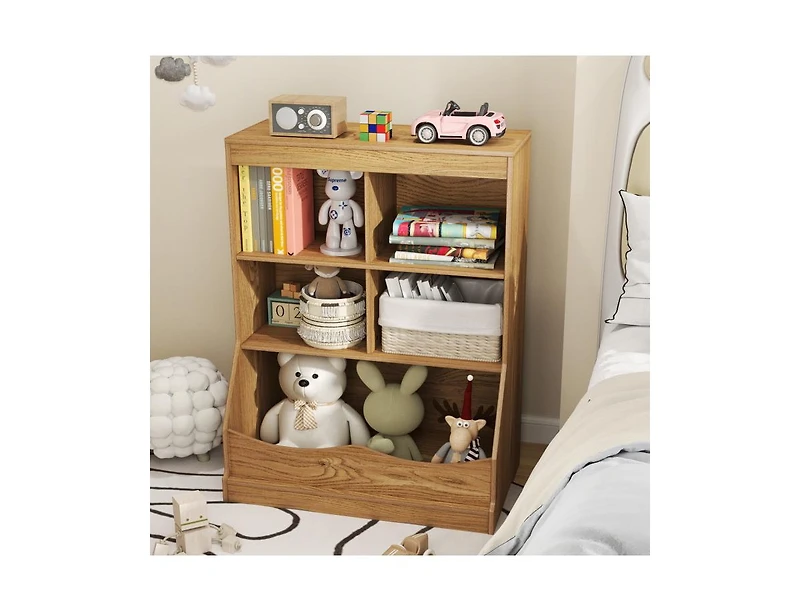 3-Tier Children's Multi-Functional Bookcase Toy Storage Bin Floor Cabinet