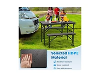 Slickblue Outdoor Folding Table and Bench Set with Hdpe Top and Metal Frame