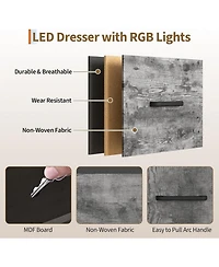 gaomon Dresser with Hanging Rack, Reversible 6 Drawers Dresser with Led Lights & Charging Station