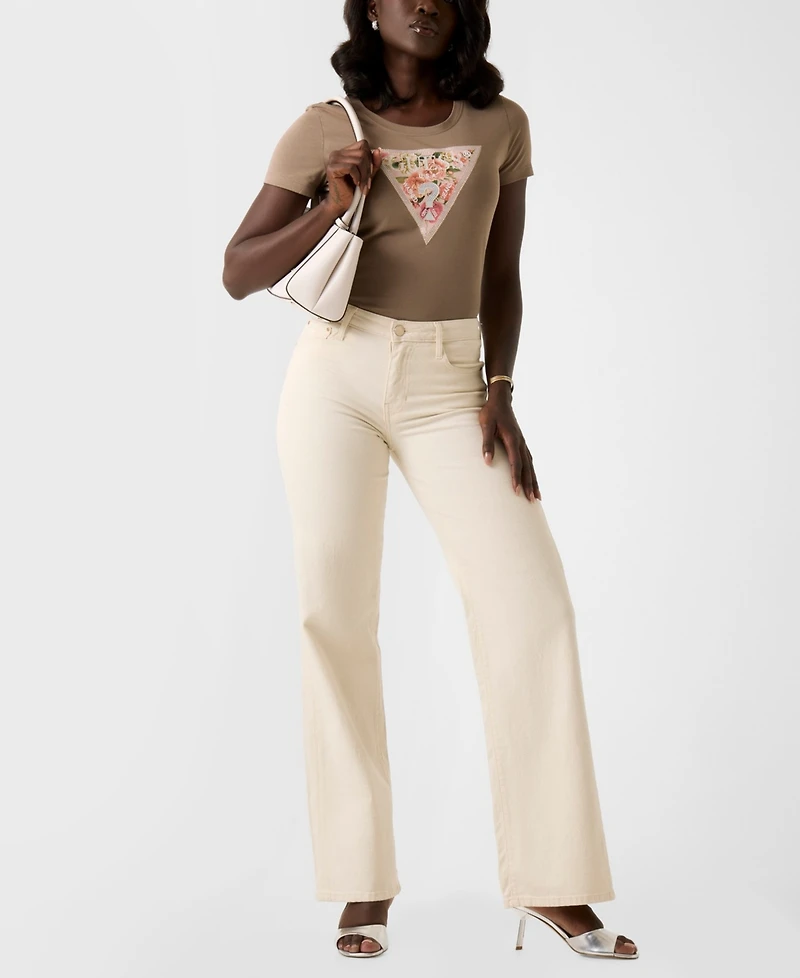 Guess Women's Short-Sleeve Peony Triangle T-Shirt