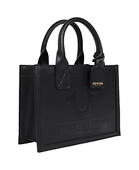 True Religion Debossed Logo Modern Tote with Removable Shoulder Strap