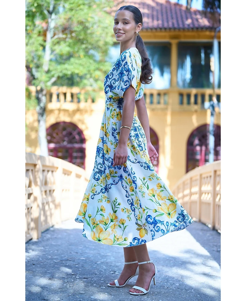 Yumi Women's Lemon-Print Midi Dress