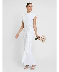 Six Stories Women's Cap Sleeve Corsage Stretch Dress