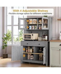 gaomon Sideboard Buffet Cabinet Open Rack Door and Drawer Microwave Stand for Kitchen