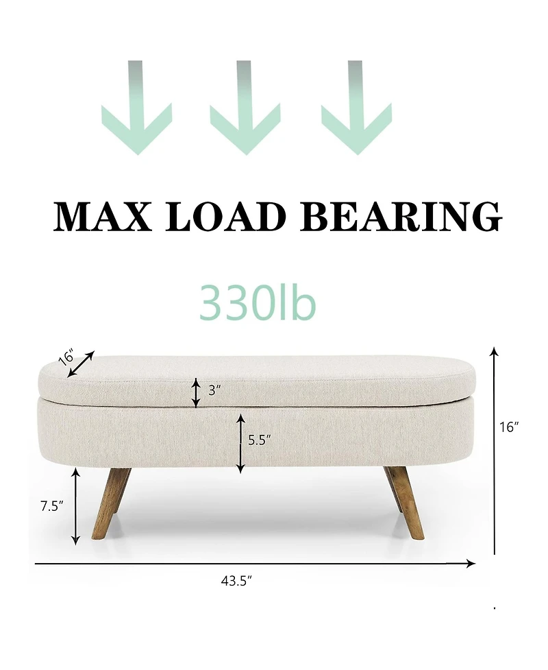 Rainsken Oval Storage Ottoman Bench