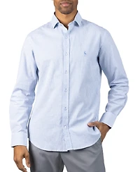 Tailorbyrd Men's Yarn Dyed Linen Stripe Long Sleeve Shirt