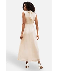 Yumi Women's Flower High Neck Maxi Dress