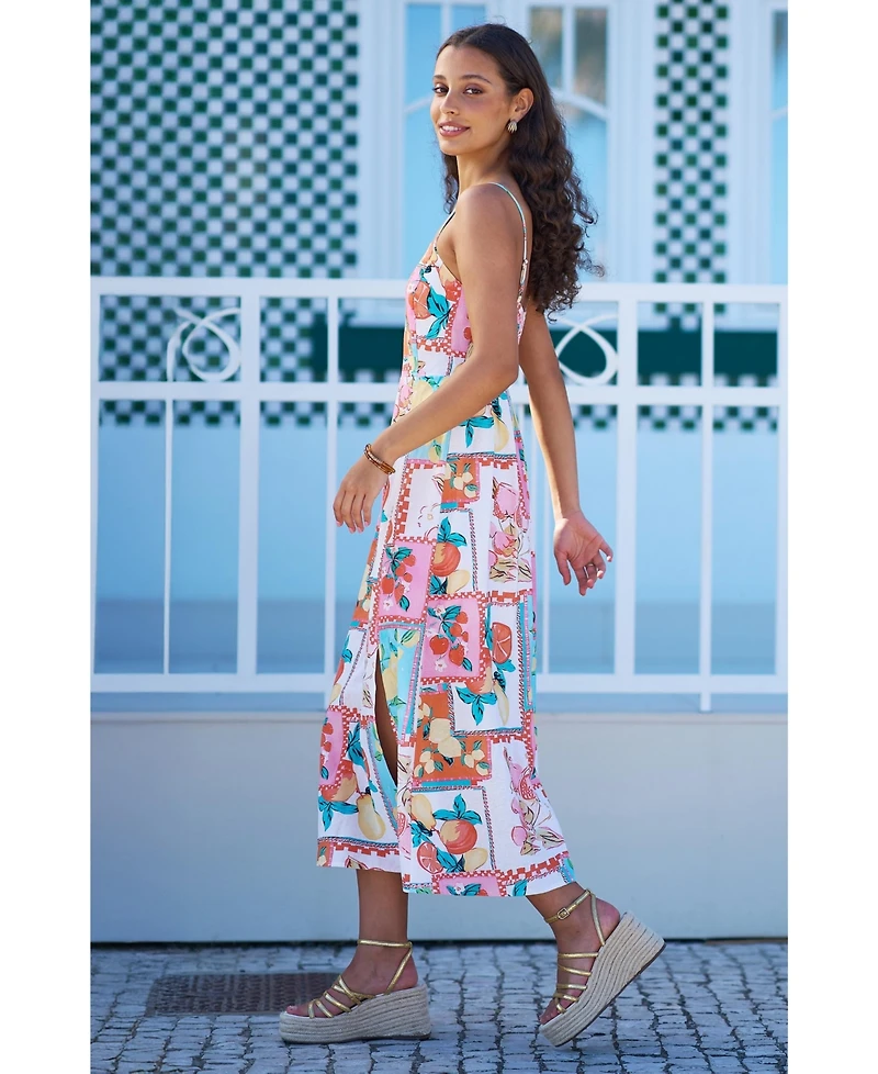 Yumi Women's Printed Midi Sun Dress