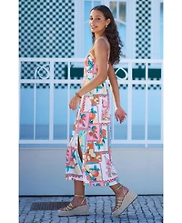 Yumi Women's Printed Midi Sun Dress