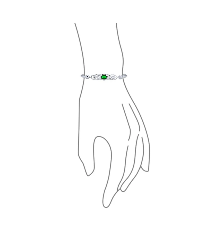 Bling Jewelry Romantic Infinity Love Knot Celtic Bangle Bracelet Green Red Cz .925 Sterling Silver