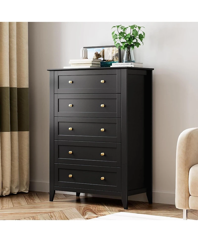 gaomon 5 Drawer Dresser for Bedroom, Tall Dresser with Deep Drawers & Metal Knobs