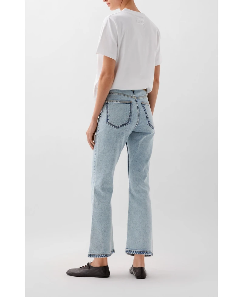 Scalpers Women's Ankle Stitching Denim Pant