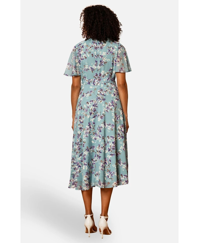 Yumi Women's Blossom Print Midi Skater Dress