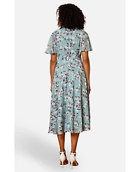 Yumi Women's Blossom Print Midi Skater Dress
