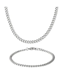 Lucky Brand Men s Curb Chain Set, Silver Tone - 22" Curb Necklace & 8.5" Bracelet