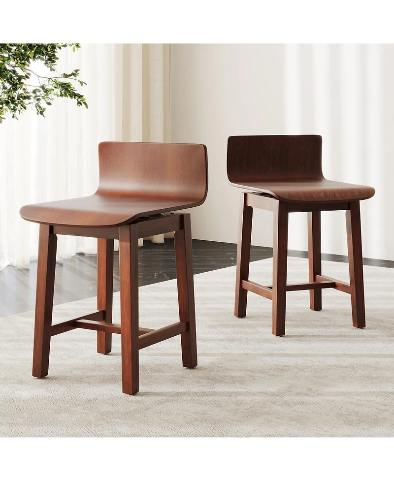 Gymax Swivel Dining Chair Set of Farmhouse Wooden Kitchen Chairs Armless Side Chairs